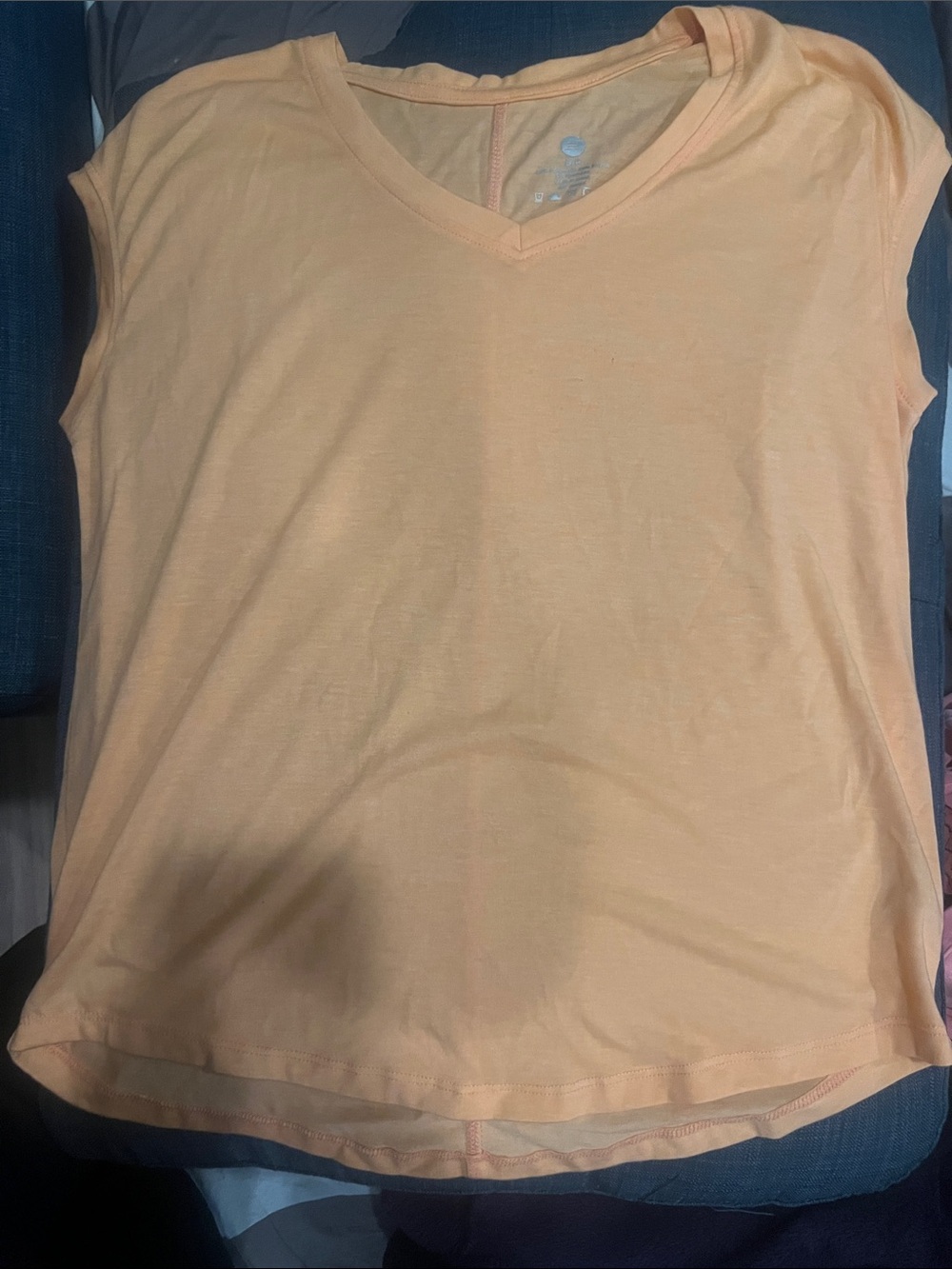 Women's V-Neck Short Sleeve Top in Peach